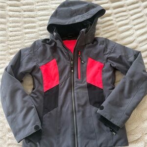 Obermeyer Kids Ski Jacket in Charcoal Gray and Pink